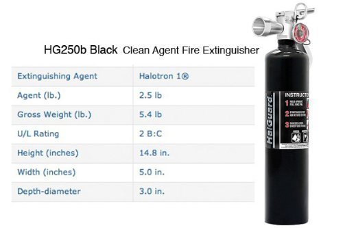 H3R Performance HG250B H3R Performance 2.5 lb HalGuard Black Clean Agent Fire Extinguisher